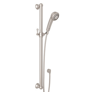 36 Inch Decorative Grab Bar Set with Multi-Function Handshower Hose and Outlet - Satin Nickel | Model Number: 1273NSTN - Product Knockout