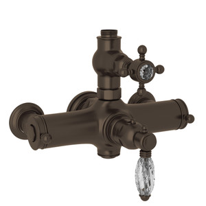 Exposed Thermostatic Valve - Tuscan Brass with Crystal Cross Handle | Model Number: A4917XCTCB - Product Knockout