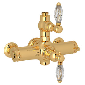 Exposed Thermostatic Valve - Italian Brass with Crystal Metal Lever Handle | Model Number: A4917LCIB - Product Knockout