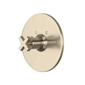 Lombardia Thermostatic Trim Plate without Volume Control - Satin Nickel with Cross Handle | Model Number: A4214XMSTN - Product Knockout