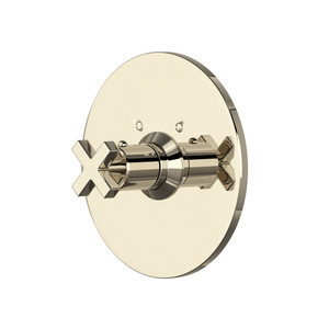 Lombardia Thermostatic Trim Plate without Volume Control - Polished Nickel with Cross Handle | Model Number: A4214XMPN - Product Knockout