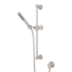 Campo Single-Function Handshower Set - Satin Nickel with Industrial Metal Wheel Handle | Model Number: AKIT8074IWSTN - Product Knockout