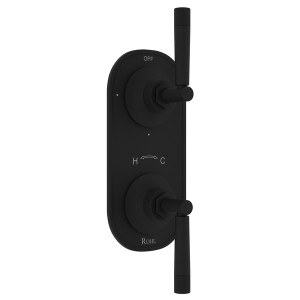 Graceline 1/2 Inch Thermostatic and Diverter Control Trim - Matte Black with Metal Lever Handle | Model Number: MB2090LMMB - Product Knockout
