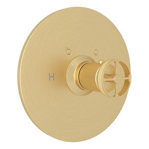 Campo Thermostatic Trim Plate without Volume Control - Satin Unlacquered Brass with Industrial Metal Wheel Handle | Model Number: A4914IWSUB - Product Knockout