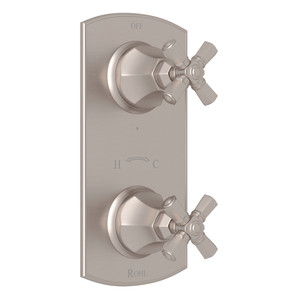 Palladian 1/2 Inch Thermostatic and Diverter Control Trim - Satin Nickel with Cross Handle | Model Number: A4864XMSTN - Product Knockout