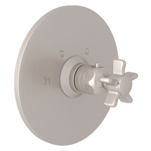 San Giovanni Thermostatic Trim Plate without Volume Control - Satin Nickel with Five Spoke Cross Handle | Model Number: A4923XSTN - Product Knockout