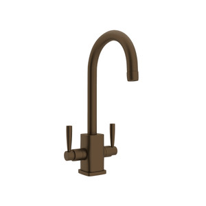 Holborn Single Hole Bar and Food Prep Faucet with Square Body and C Spout - English Bronze with Metal Lever Handle | Model Number: U.4209LS-EB-2 - Product Knockout