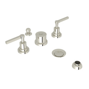 Lombardia Five Hole Bidet Faucet - Polished Nickel with Metal Lever Handle | Model Number: A2260LMPN - Product Knockout