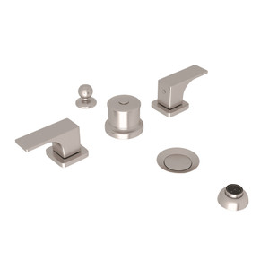 Quartile Five Hole Bidet Faucet - Satin Nickel with Metal Lever Handle | Model Number: CU595L-STN - Product Knockout