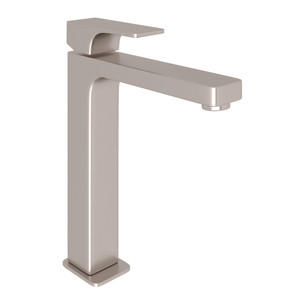 Quartile Above Counter Single Hole Single Lever Bathroom Faucet - Satin Nickel with Metal Lever Handle | Model Number: CU354L-STN-2 - Product Knockout