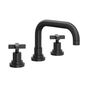 Lombardia U-Spout Widespread Bathroom Faucet - Matte Black with Cross Handle | Model Number: A2218XMMB-2 - Product Knockout