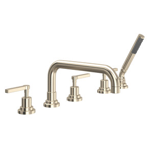 Lombardia® 5-Hole Deck Mount Tub Filler With U-Spout - Satin Nickel | Model Number: A2224LMSTN
