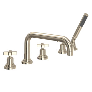DISCONTINUED Lombardia® 5-Hole Deck Mount Tub Filler With U-Spout - Satin Nickel | Model Number: A2224XMSTN
