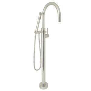 Pirellone Single Leg Floor Mount Tub Filler - Polished Nickel with Metal Lever Handle | Model Number: M1687LMPN/TO - Product Knockout