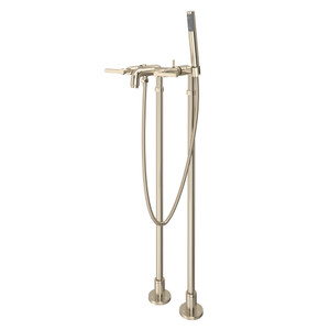 Lombardia® Floor Mount Tub Filler - Satin Nickel | Model Number: AKIT2202NLMSTN