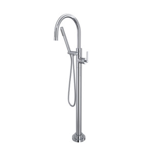 Lombardia Single Leg Floor Mount Tub Filler - Polished Chrome with Metal Lever Handle | Model Number: M2287LMAPC/TO - Product Knockout