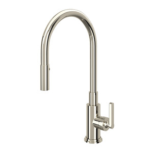Lombardia Pulldown Kitchen Faucet - Polished Nickel with Metal Lever Handle | Model Number: A3430LMPN-2 - Product Knockout