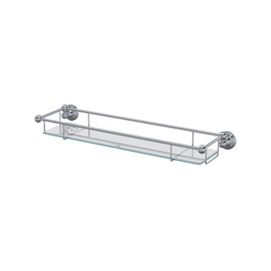 Edwardian Wall Mount Tempered Glass Vanity Shelf - Polished Chrome | Model Number: U.6953APC - Product Knockout