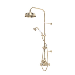 Edwardian Thermostatic Shower Package - Satin Nickel with Cross Handle | Model Number: U.KIT1NX-STN - Product Knockout