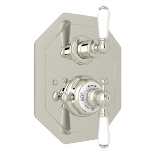 Edwardian Octagonal Concealed Thermostatic Trim with Volume Control - Polished Nickel with Metal Lever Handle | Model Number: U.5555L-PN/TO - Product Knockout