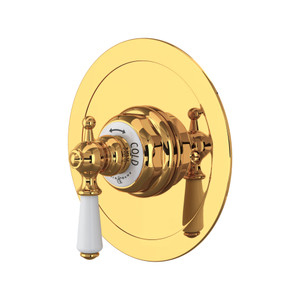Edwardian Era Round Thermostatic Trim Plate without Volume Control - English Gold with Metal Lever Handle | Model Number: U.5565L-EG/TO - Product Knockout
