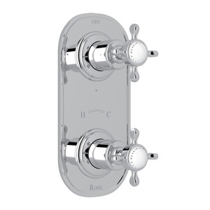 Edwardian 1/2 Inch Thermostatic and Diverter Control Trim - Polished Chrome with Cross Handle | Model Number: U.8566X-APC/TO - Product Knockout