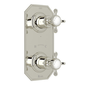 Edwardian 1/2 Inch Thermostatic and Diverter Control Trim - Polished Nickel with Cross Handle | Model Number: U.8586X-PN/TO - Product Knockout