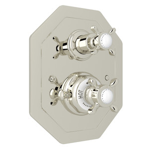 Edwardian Octagonal Concealed Thermostatic Trim with Volume Control - Polished Nickel with Cross Handle | Model Number: U.5556X-PN/TO - Product Knockout