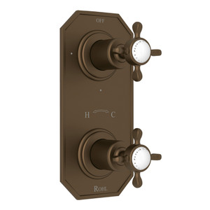 Edwardian 1/2 Inch Thermostatic and Diverter Control Trim - English Bronze with Cross Handle | Model Number: U.8586X-EB/TO - Product Knockout