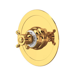 Edwardian Era Round Thermostatic Trim Plate without Volume Control - English Gold with Cross Handle | Model Number: U.5566X-EG/TO - Product Knockout