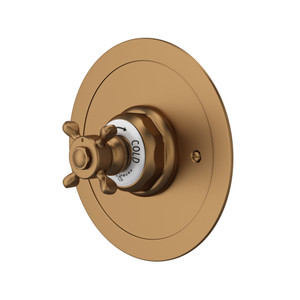 Edwardian Era Round Thermostatic Trim Plate without Volume Control - English Bronze with Cross Handle | Model Number: U.5566X-EB/TO - Product Knockout