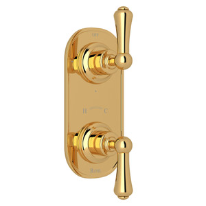 Georgian Era 1/2 Inch Thermostatic and Diverter Control Trim - English Gold with Metal Lever Handle | Model Number: U.8785LS-EG/TO - Product Knockout