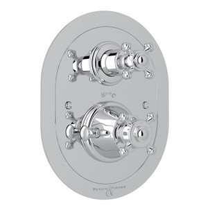 Georgian Era Oval Thermostatic Trim Plate with Volume Control - Polished Chrome with Cross Handle | Model Number: U.5757X-APC/TO - Product Knockout