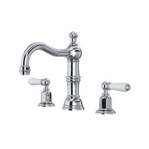 Edwardian Column Spout Widespread Bathroom Faucet - Polished Chrome with Metal Lever Handle | Model Number: U.3720L-APC-2 - Product Knockout