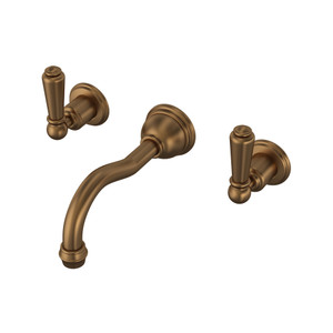 Edwardian Wall Mount Column Spout Bathroom Faucet - English Bronze with Metal Lever Handle | Model Number: U.3790L-EB/TO-2 - Product Knockout