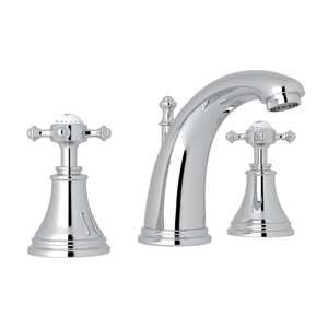 Georgian Era High Neck Widespread Bathroom Faucet - Polished Chrome with Cross Handle | Model Number: U.3713X-APC-2 - Product Knockout
