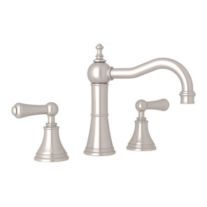 Georgian Era Column Spout Widespread Faucet - Satin Nickel with Metal Lever Handle | Model Number: U.3723LS-STN-2 - Product Knockout