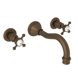 Georgian Era Wall Mount Widespread Bathroom Faucet - English Bronze with Cross Handle | Model Number: U.3794X-EB/TO-2 - Product Knockout