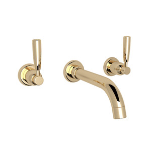 Holborn Wall Mount Widespread Bathroom Faucet - English Gold with Metal Lever Handle | Model Number: U.3321LS-EG/TO-2 - Product Knockout