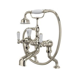 Edwardian Exposed Deck Mount Tub Filler with Handshower - Polished Nickel with Metal Lever Handle | Model Number: U.3500L/1-PN - Product Knockout