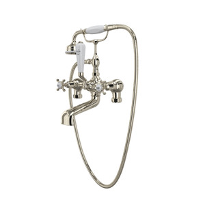 Exposed Tub Filler with Handshower - Polished Nickel with Cross Handle | Model Number: U.3541X-PN - Product Knockout