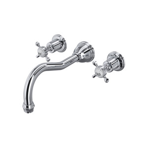 Edwardian 3-Hole Wall Mount Column Spout Tub Filler - Polished Chrome with Cross Handle | Model Number: U.3781X-APC/TO - Product Knockout