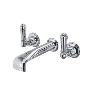 Edwardian Wall Mount 3-Hole Tub Filler - Polished Chrome with Metal Lever Handle | Model Number: U.3580L-APC/TO - Product Knockout