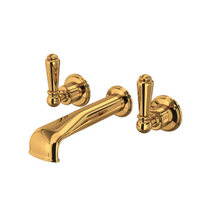 Edwardian Wall Mount 3-Hole Tub Filler - English Gold with Metal Lever Handle | Model Number: U.3580L-EG/TO - Product Knockout