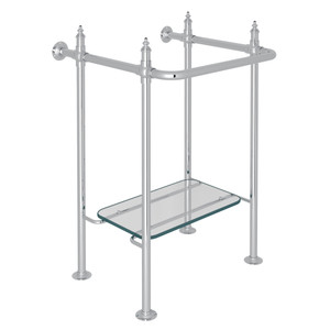 Finished Brass Wash Stand with Glass Shelf - Polished Chrome | Model Number: RW2231APC - Product Knockout