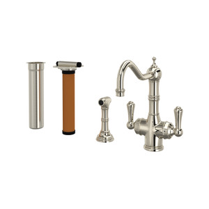 DISCONTINUED Edwardian™ Two Handle Filter Kitchen Faucet Kit With Side Spray - Polished Nickel | Model Number: U.KIT1570LS-PN-2