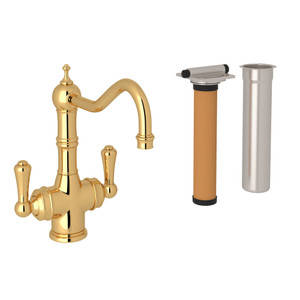 Edwardian Filtration 2-Lever Bar and Food Prep Faucet - English Gold with Metal Lever Handle | Model Number: U.KIT1469LS-EG-2 - Product Knockout