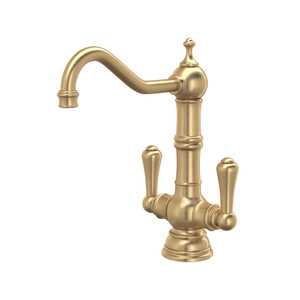 Edwardian Single Hole Bar and Food Prep Faucet with Lever Handles - Satin English Gold with Metal Lever Handle | Model Number: U.4759SEG-2 - Product Knockout
