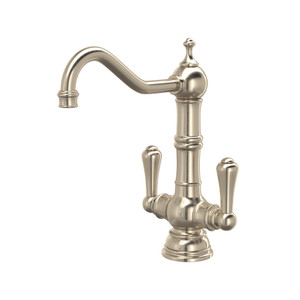 Edwardian Single Hole Bar and Food Prep Faucet with Lever Handles - Satin Nickel with Metal Lever Handle | Model Number: U.4759STN-2 - Product Knockout