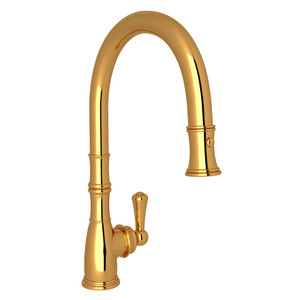 Georgian Era Traditional Pulldown Faucet - English Gold with Metal Lever Handle | Model Number: U.4744EG-2 - Product Knockout